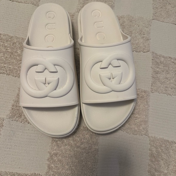 Gucci Shoes - Gucci White Slide Sandals
